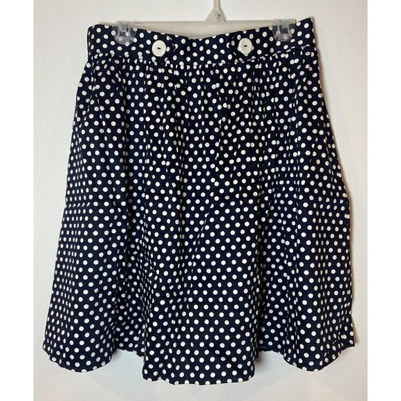 ModCloth Skirt A Line Retro Style Navy Blue White Polka Dot Size Large L - Picture 1 of 5